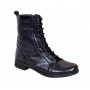 Ghete dama casual, din piele naturala, fermoar, imblanite, Negru ROV217N